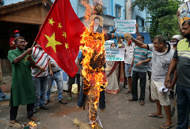 Антикитайская демонстрация в Индии, 18 июня 2020 года