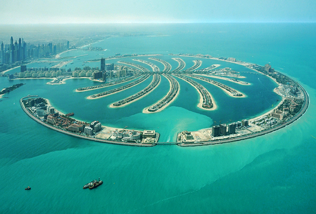 Искусственный остров Палм-Джумейра в Дубае, ОАЭ