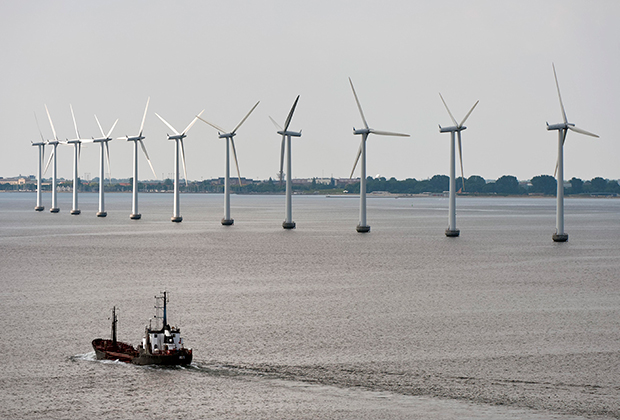 Ветрогенераторы в окрестностях столицы Дании Копенгагена