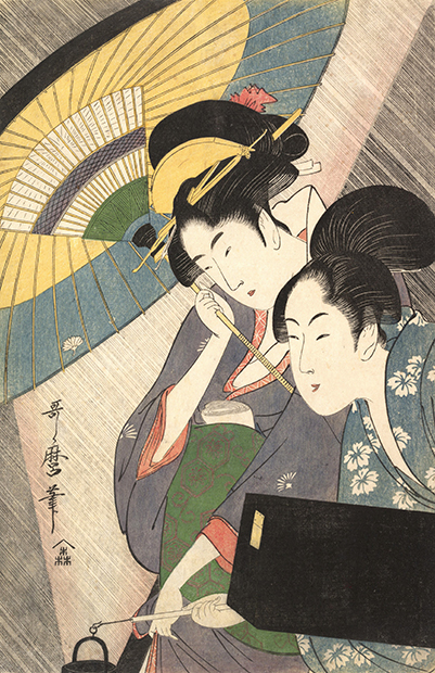 «Две женщины под зонтиком», гравюра Китагавы Утамаро, 1790-е годы