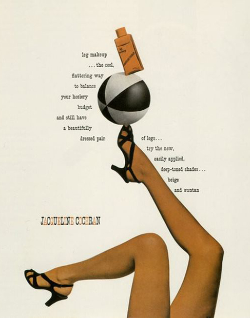 Реклама косметики для окрашивания кожи ног, 1944 год