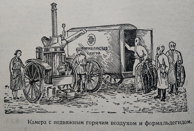 Дезинфекционная камера. Изображение из руководства по санитарной гигиене СССР, 1939 год  