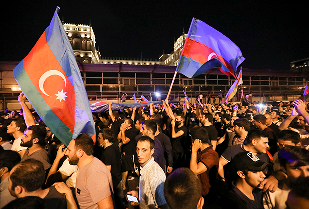 Митинг в поддержку армии Азербайджана в Баку, 14 июля 2020 года