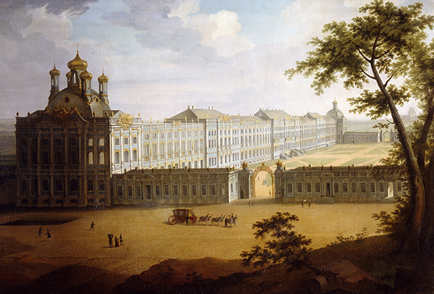 Екатерининский дворец на гравюре Тимофея Васильева, 1827 год