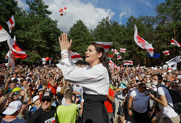 Светлана Тихановская на своем предвыборном митинге в Бресте