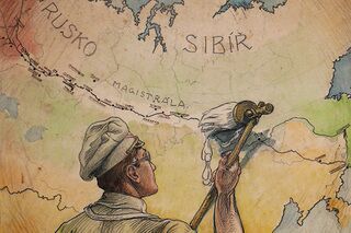 Плакат Франтишека Паролека «Белое!»: чехословацкие легионеры «отбеливают» взятую под контроль Транссибирскую магистраль. 1918 год
