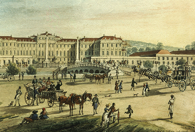 Гравюра XIX века с изображением дворца Шенбрунн