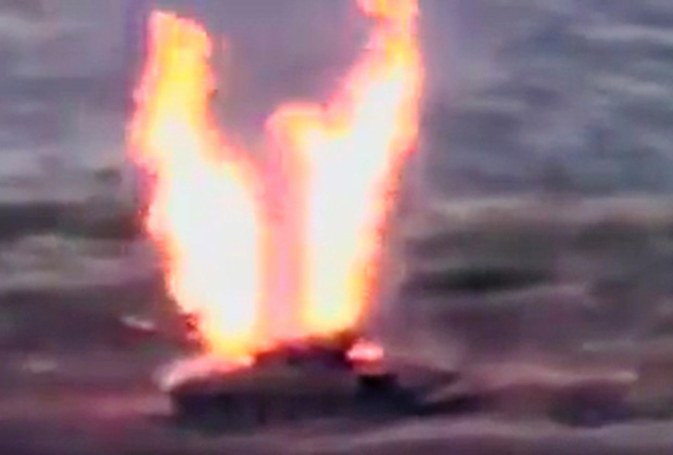 Стоп-кадр видеозаписи уничтожения танка ВС Азербайджана