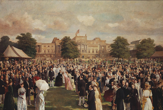 Прием в саду в честь золотого юбилея правления королевы Виктории. Картина Фредерика Саржента, 1887 год