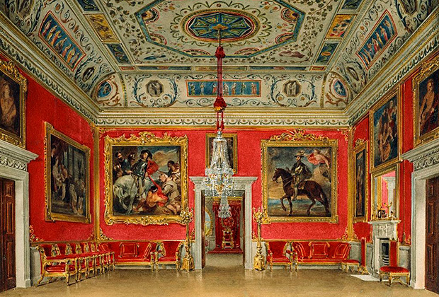 Парадные комнаты Букингемского дворца в начале XIX века