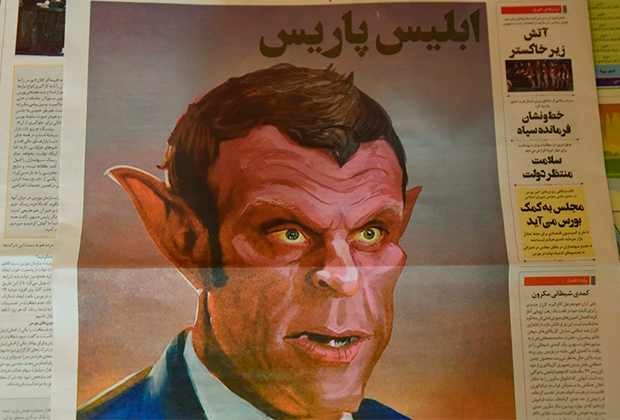 Иранская карикатура на Макрона. Президента назвали «Парижским дьяволом»