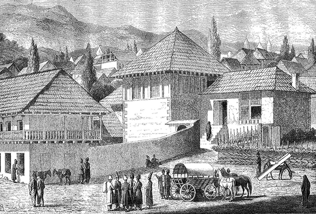 Вид города Шуши, рисунок Василия Верещагина, 1865 год