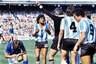 Значение фигуры Марадоны для аргентинского футбола невозможно уложить ни в какие рамки. В составе национальной команды форвард провел 91 матч, в котором забил 34 гола, но главное — нападающий стал с Аргентиной победителем чемпионата мира 1986 года, а также привел сборную к серебряным медалям мундиаля-1990. 