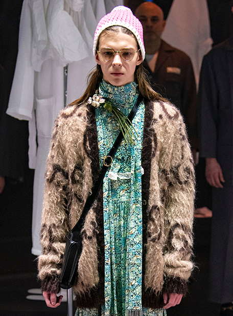 «Винтажный» меховой жакет из коллекции Gucci осень-зима 2020-2021