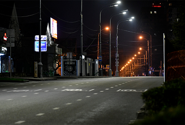 Пустые улицы в Краснодаре.