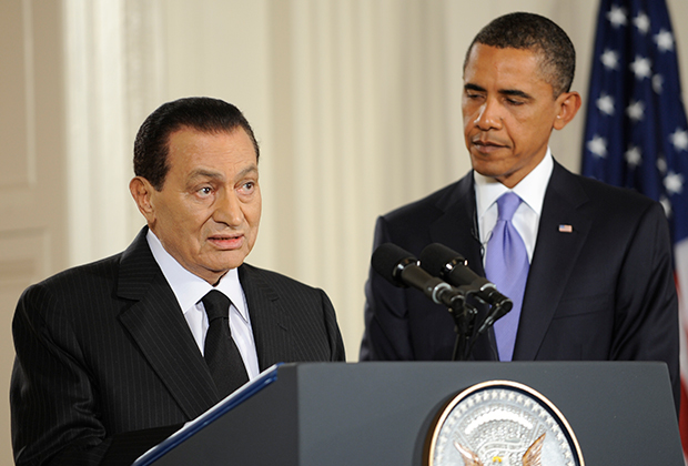 Президент Египта Хосни Мубарак и его американский коллега Барак Обама 