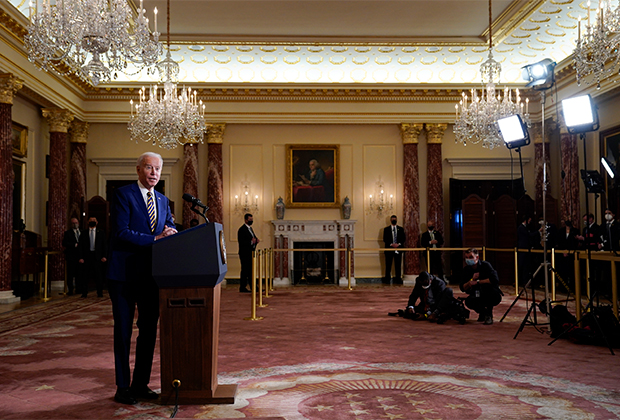 Американский президент Джо Байден выступает с речью о целях внешней политики Штатов
