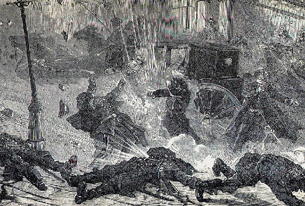 Покушение на императора Александра II на набережной Екатерининского канала в Санкт-Петербурге. Взрыв бомбы Гриневицкого 
