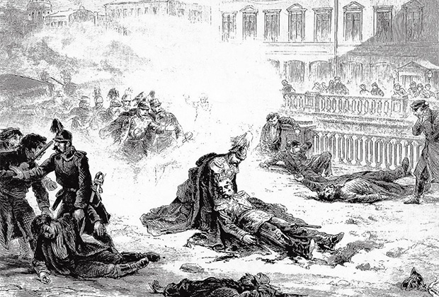 Покушение на Александра II на набережной Екатерининского канала в Санкт-Петербурге. Император смертельно ранен
