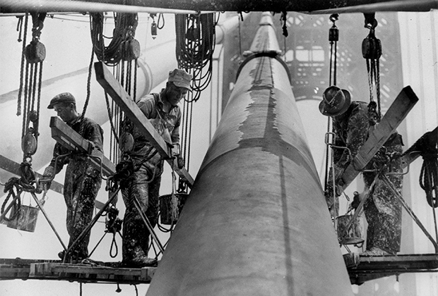 Рабочие на стройке в 1935 году