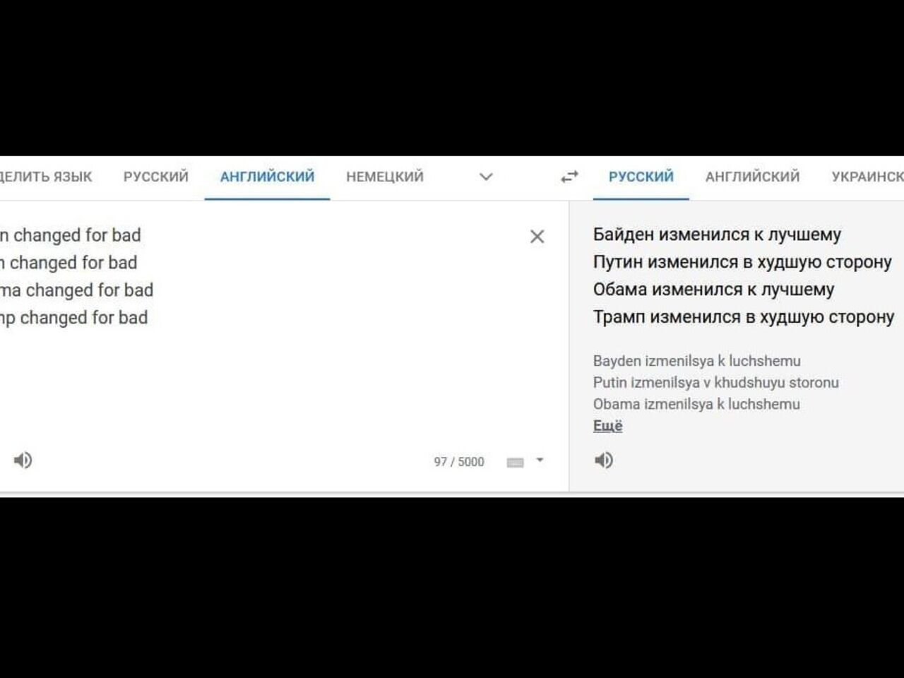 Google Translate по-разному перевел одинаковые фразы про Путина и Байдена:  Интернет: Интернет и СМИ: Lenta.ru