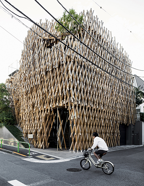 Здание со сложным деревянным фасадом украшает городской пейзаж. Задумка принадлежит японскому архитектору Кэнго Куме (Kengo Kuma) — в 2013 году он построил магазин, где стали продавать популярный десерт фэнлису с ананасовой начинкой. Оболочка здания состоит из большого числа деревянных реек, соединенных под определенным углом в технике Jiigoku-Gumi, без использования гвоздей или клея. Конструкция символизирует плетеную бамбуковую корзину. По замыслу Кумы, необычная постройка должна была стать утонченным элементом улицы и отличаться от бетонных зданий. Особую атмосферу магазину придает солнечный свет, который проникает внутрь, создавая впечатление, что находишься в лесу.