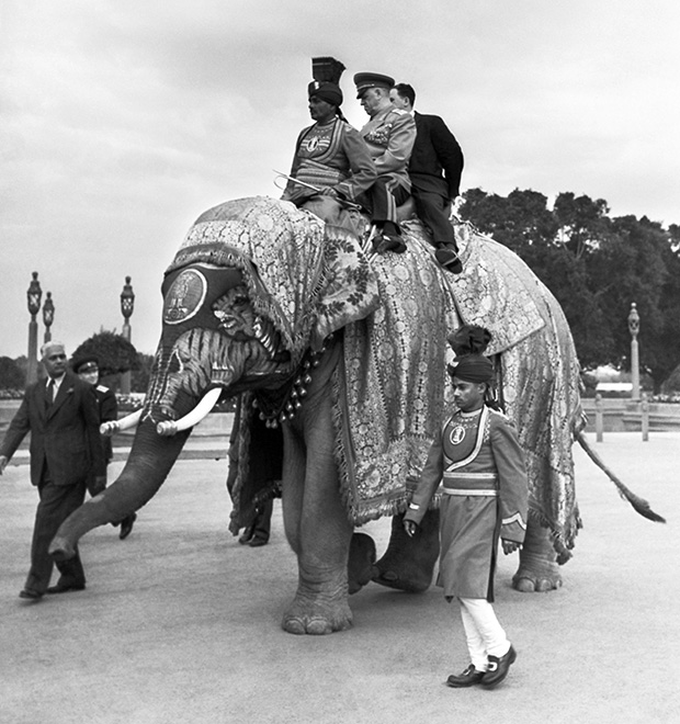 Георгий Жуков на слоне в Дели, 25 января 1957 года