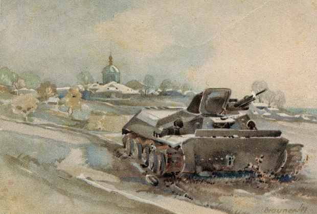 Уничтоженная советская бронетехника. Немецкая открытка 1941-1942 годов