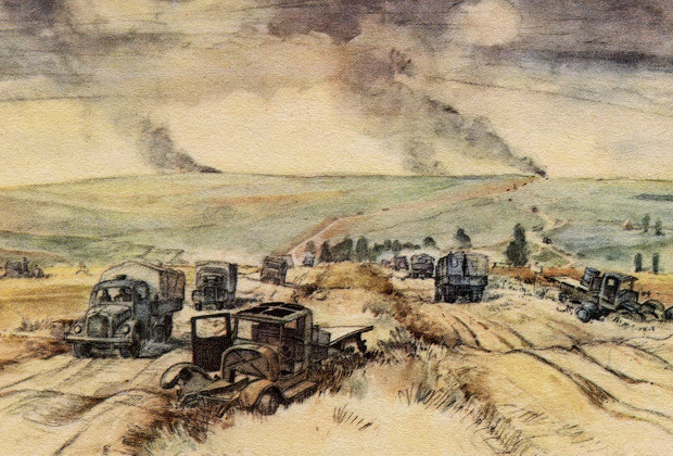 Дороги войны летом 1941 года. Немецкая открытка 1941-1942 годов