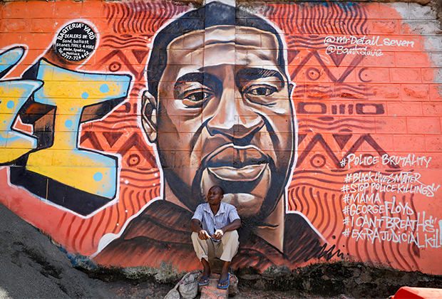 Граффити с убитым Джорджем Флойдом в Найроби, Кения