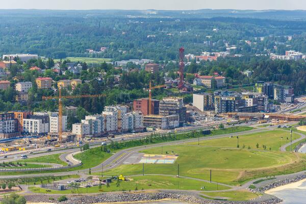 Вид на город Тампере в Финляндии