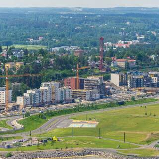 Вид на город Тампере в Финляндии