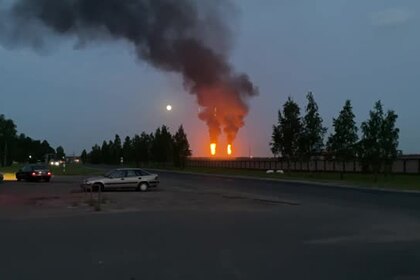 Пожар на одной из крупнейших электростанций в Белоруссии сняли на видео
