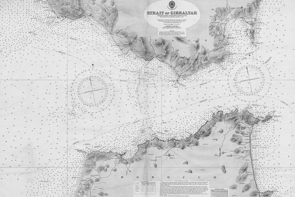Старая карта Гибралтара в масштабе 1:100,000