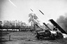 A salvo of the BM-13 Katyusha rocket launcher battery in Hungary