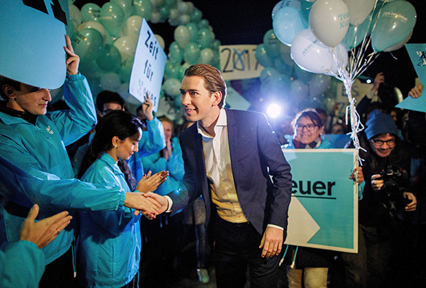 Себастьян Курц во время своей предвыборной кампании в октябре 2017 года