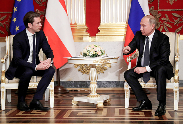 Федеральный канцлер Австрии Себастьян Курц и президент России Владимир Путин