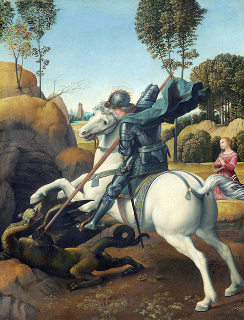 Картина Рафаэля Санти «Святой Георгий и дракон». Продана в 1931 году. Сейчас находится в Национальной галерее искусства в Вашингтоне (США)