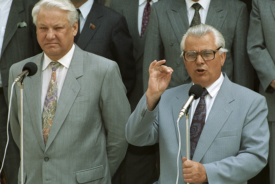 Президент России Борис Ельцин и президент Украины Леонид Кравчук в Ялте. 3 августа 1992 года