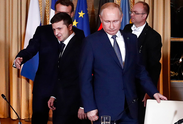 Владимир Зеленский и Владимир Путин, Париж, 2019 год