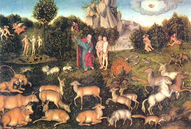 Картина Лукаса Кранаха «Адам и Ева в саду Эдема»