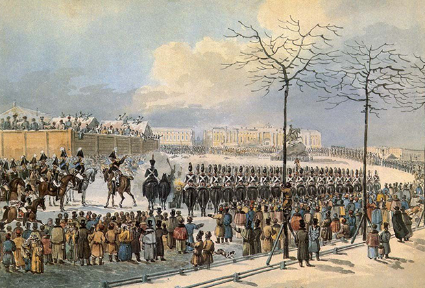 Восстание на Сенатской площади 14 декабря 1825 года. Иллюстрация: картина Карла Кольмана