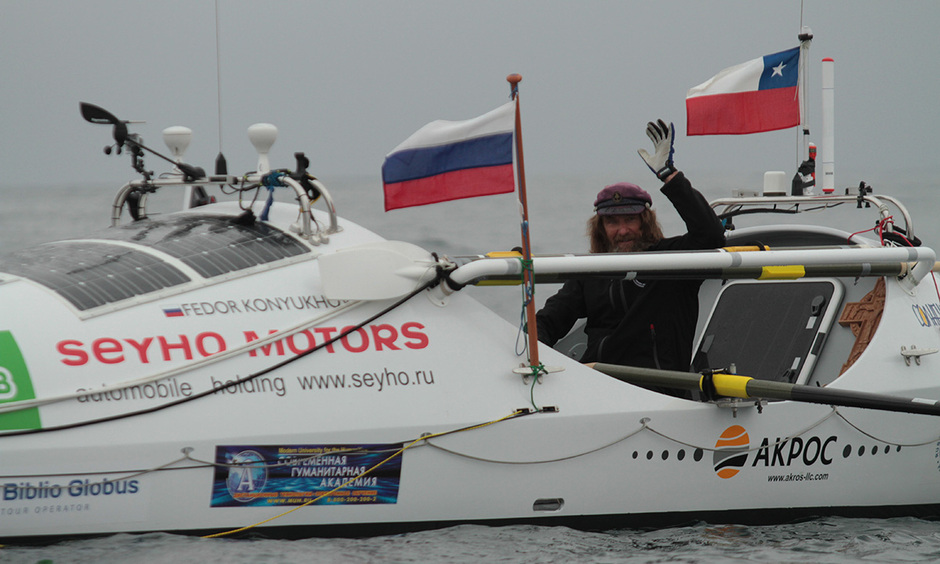 Федор Конюхов пересек Тихий океан на весельной лодке «Тургояк», 31 мая 2014 года 