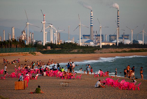 Ветровые электростанции в городе Дунфан