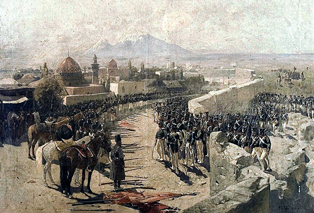«Сдача крепости Эривани 1 октября 1827 года», Франц Рубо. Изображение: картина Франца Рубо