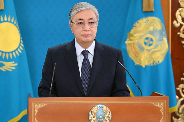 Президент Казахстана Касым-Жомарт Токаев в ходе телеобращения к нации 7 января 2022 года. Фото: Reuters