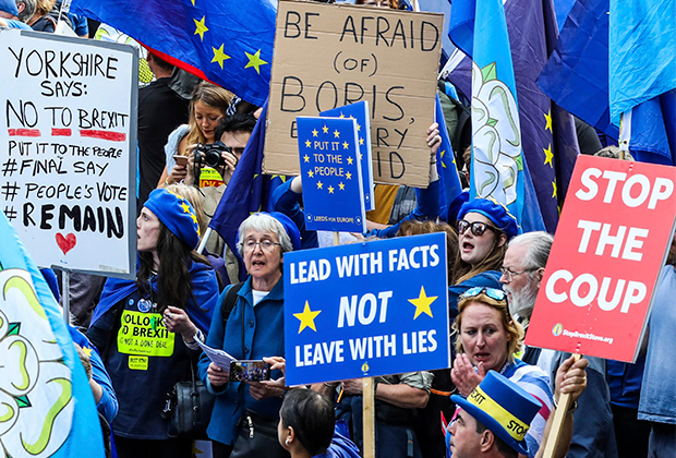 Протестующие против Brexit в Лондоне, 2019 год