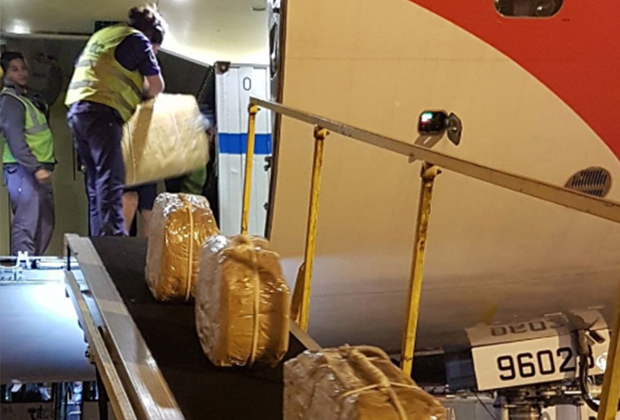 Чемоданы из дела о «посольском кокаине» грузят в самолет для доставки в Москву