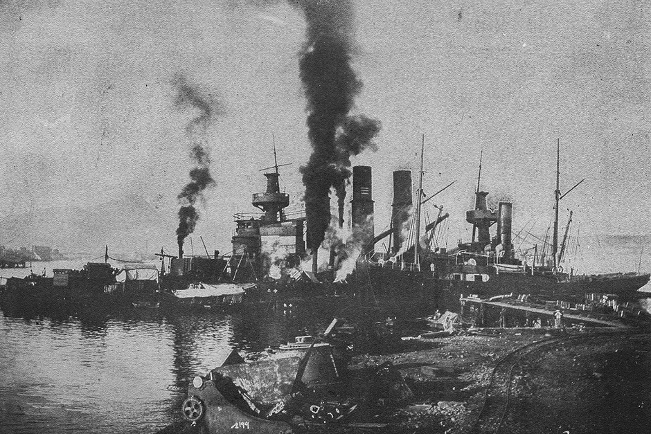 Крейсер «Ретвизан», затонувший в результате огня осадной японской артиллерии 23 ноября 1904 года
