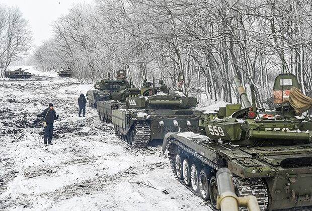 Российские военнослужащие во время учений в Ростовской области, 27 января 2022 года